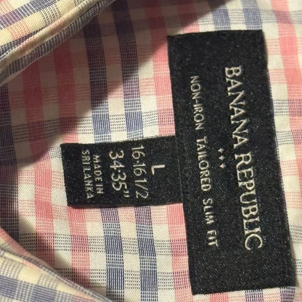 Bundle BANANA REPUBLIC  LOT 2‎ Men Large Blue and pinkish red blue plaid  Shirt